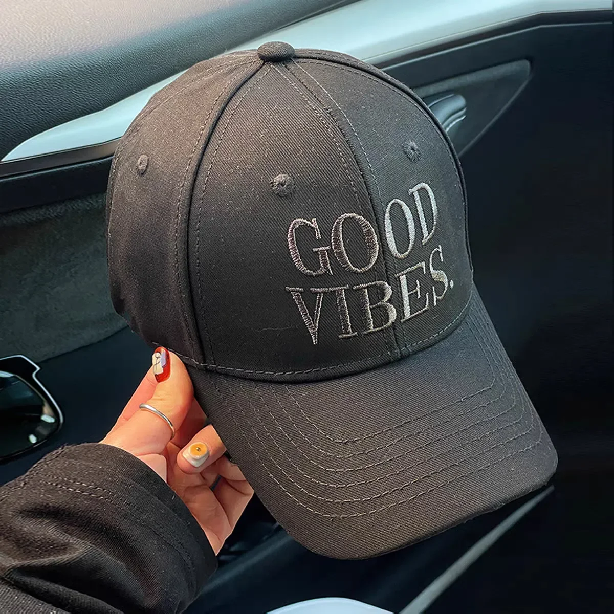 Embroidered Dad Hat, Cotton Baseball Cap for Women Men, Oversized Unisex Sun Hat with Letters, Casual Vintage Style