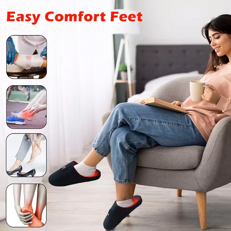 Red Light Therapy Slippers Pair 660nm & 850nm Near Infrared LED Foot Care Slipper For Foot Muscle Relaxation Home Use