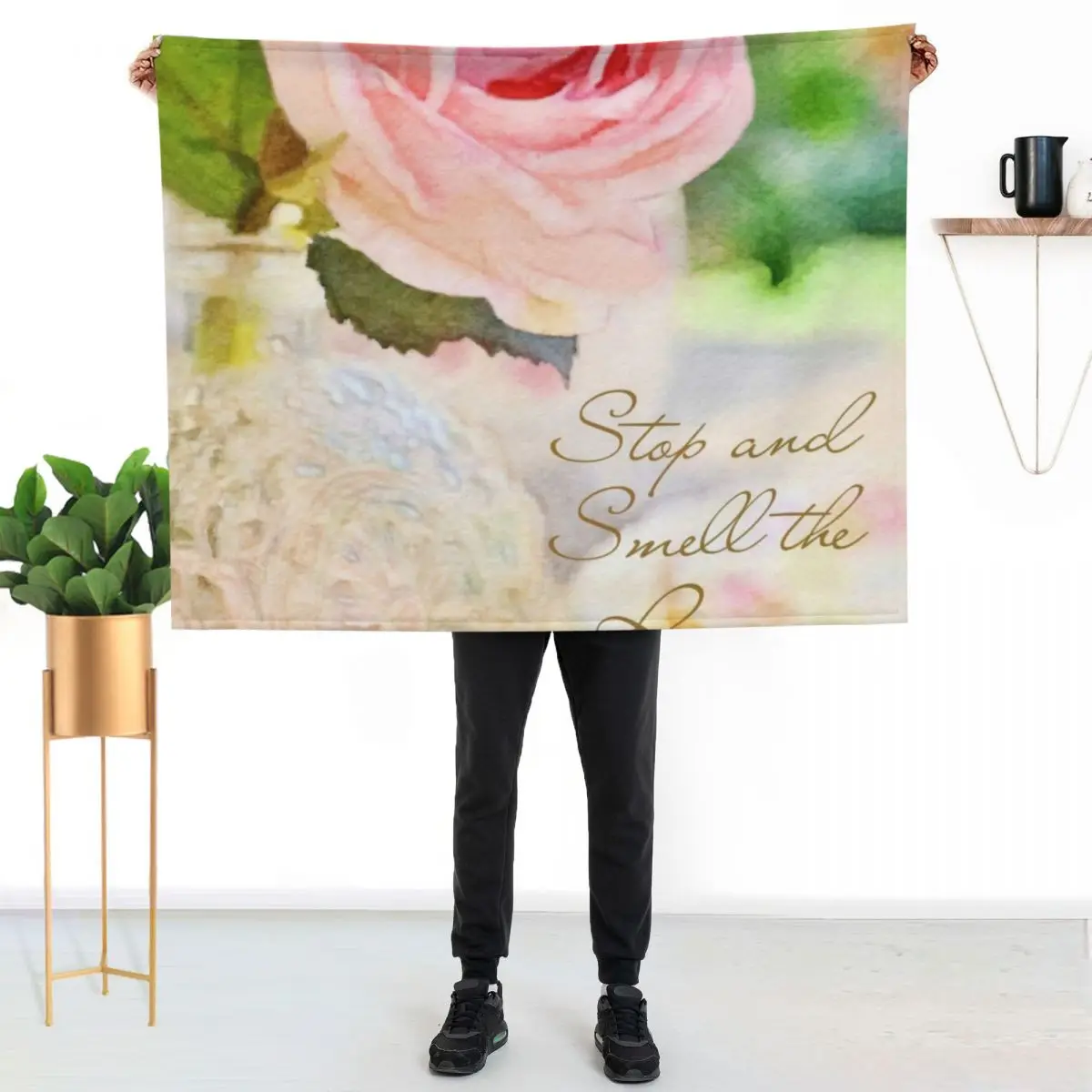 Stop and Smell the Roses Throw Blanket Thin Hairy Soft Plush Plaid Polar Custom valentine gift ideas Blankets