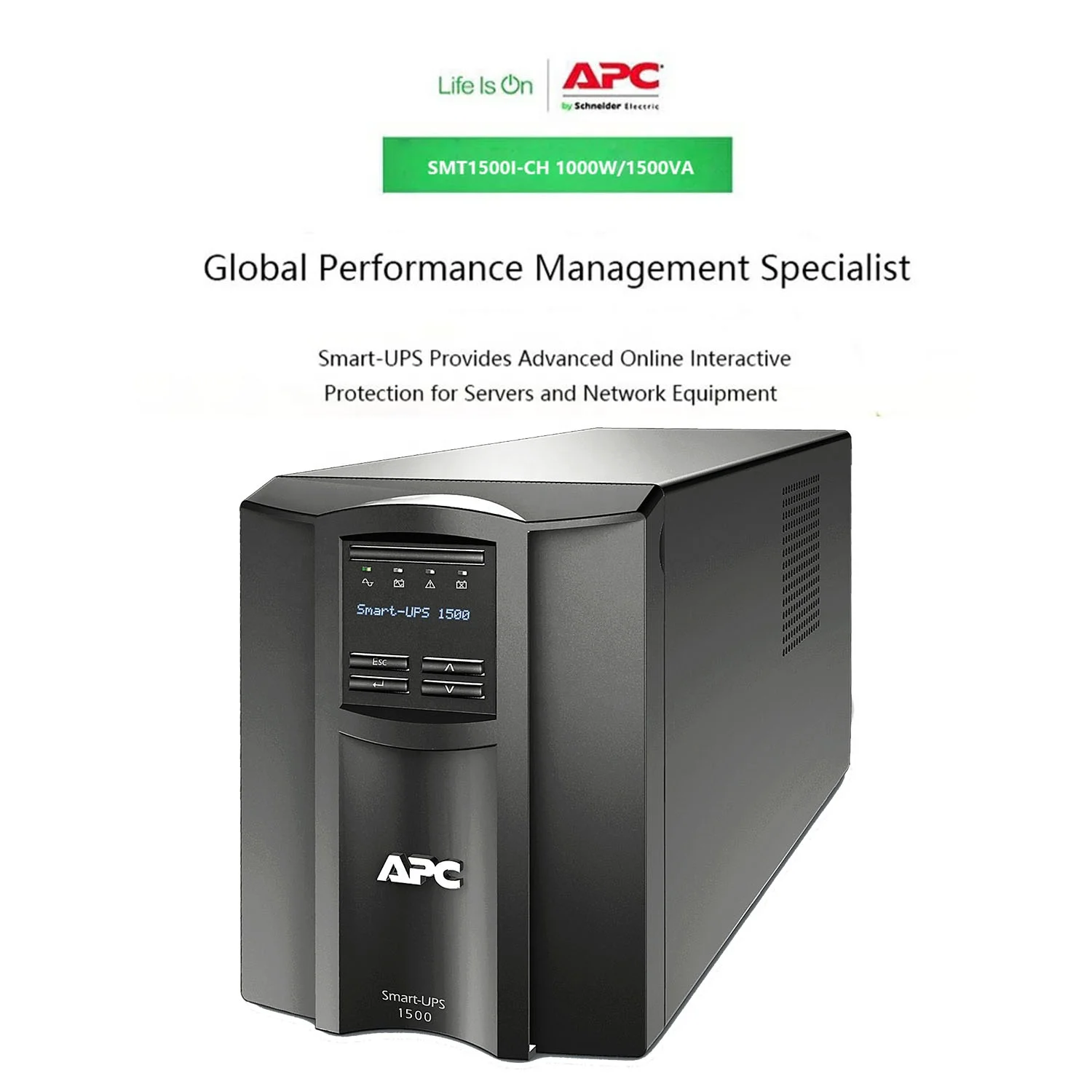 APC Schneider SMT1500I-CH APC UPS 1.5KVA/1KW UPS Uninterrupted Power Supply APC Smart UPS 1500VA Single Phase Lead Acid Battery