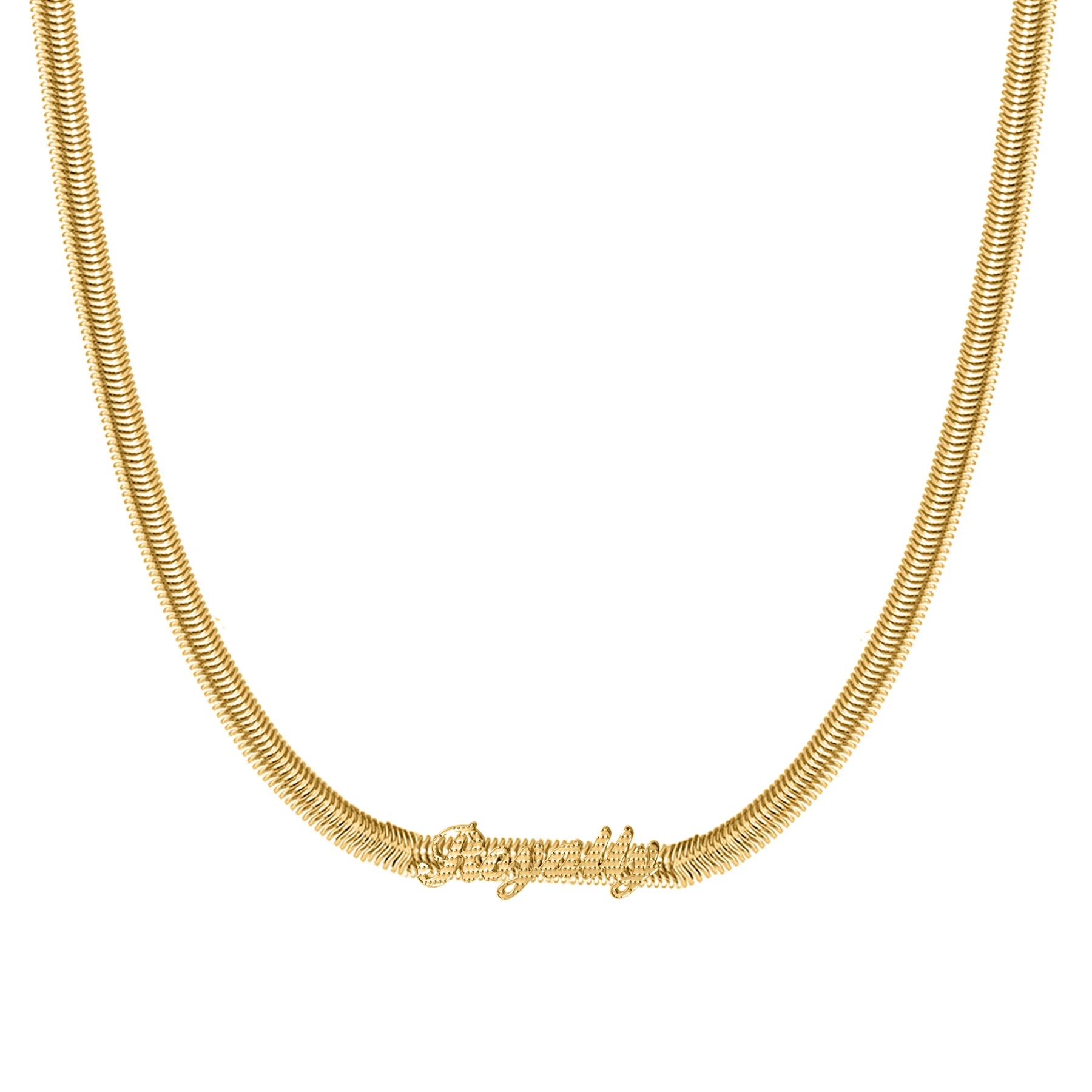 

Ожерелье с именем на заказ, позолоченная 18-каратная цепочка в виде змеи, персонализированная глянцевая подвеска с именной табличкой, минималистичный ювелирный подарок для женщин и мужчин