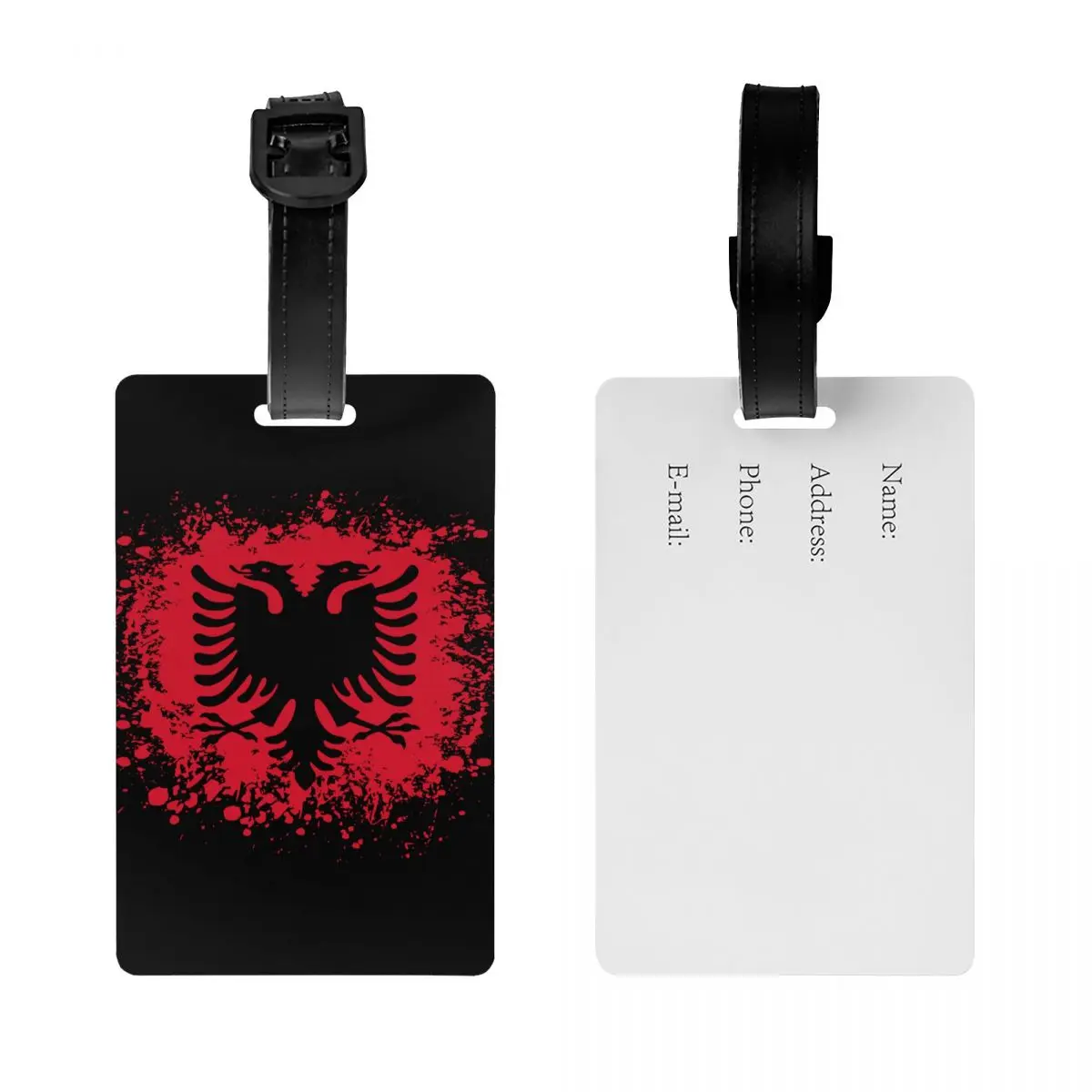 Custom Retro Albania Flag Luggage Tag Privacy Protection Albanian Eagle Baggage Tags Travel Bag Labels Suitcase