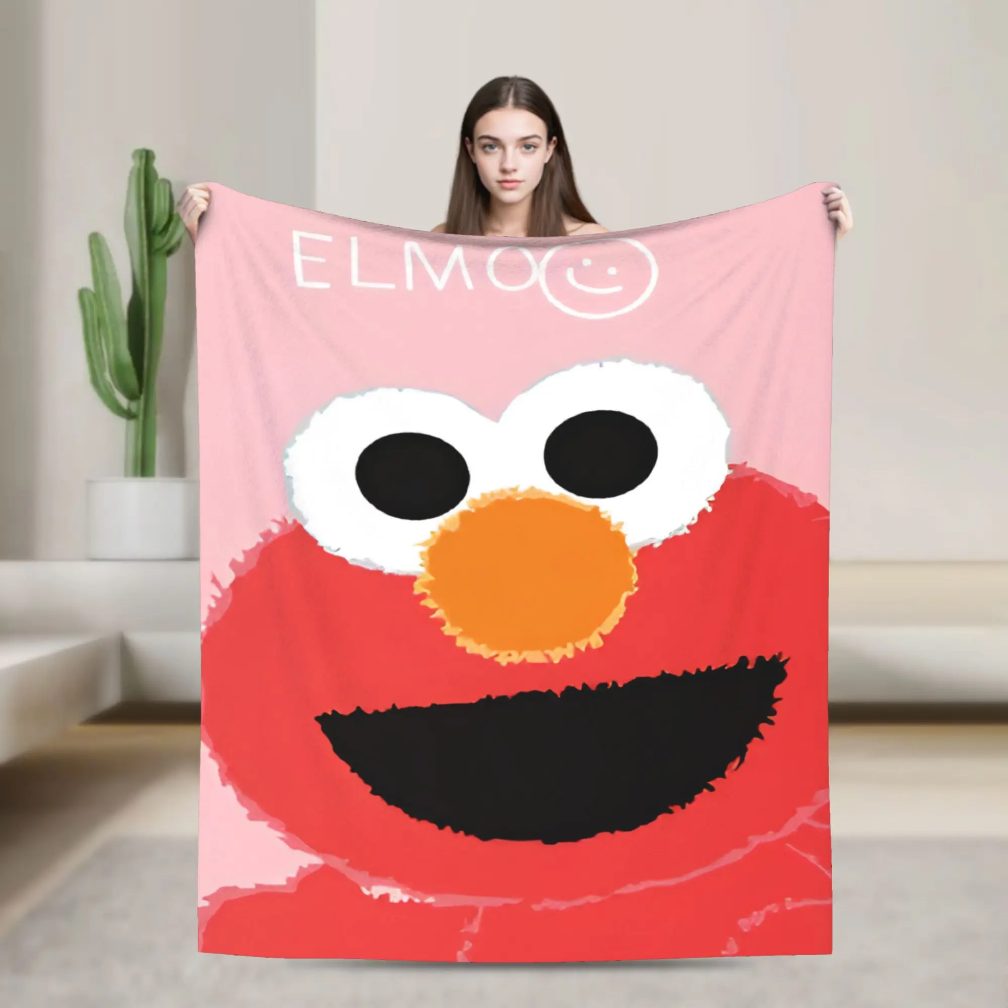 Sesame Street Cartoon Blanket Elmo Lovely Flannel Funny Breathable Throw Blankets for Bedding Lounge Textile Decor