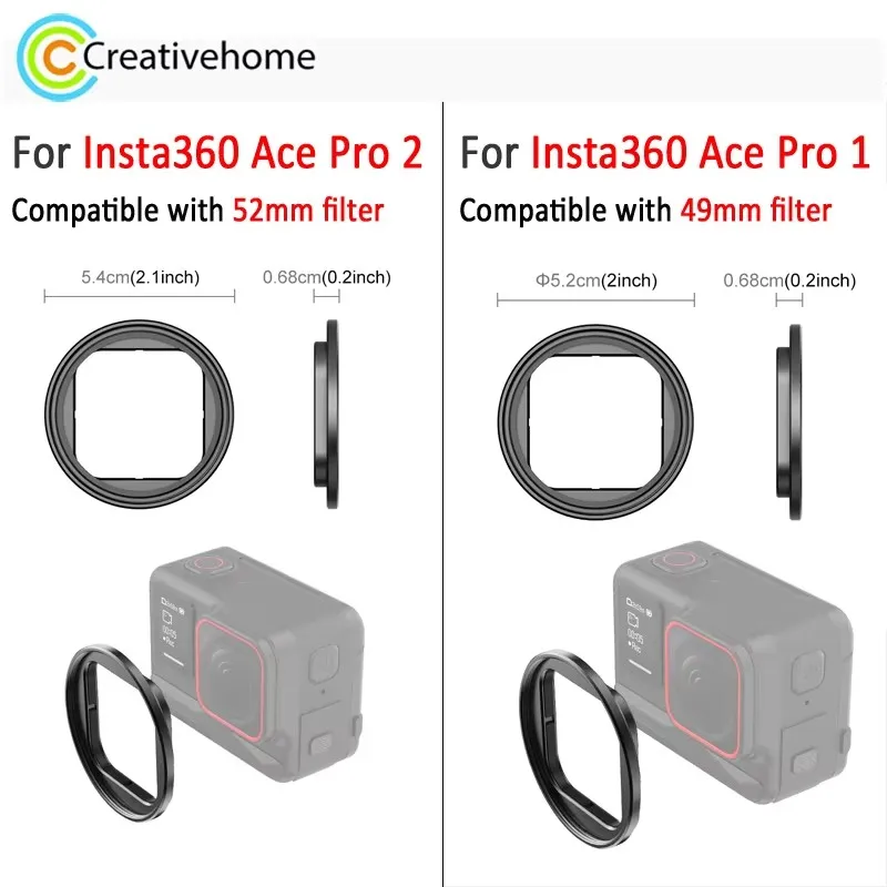 PULUZ Metal Filter Frame Holder Adapter For Insta360 Ace Pro 2 52mm Filter / Insta360 Ace Pro 1 49mm Filter