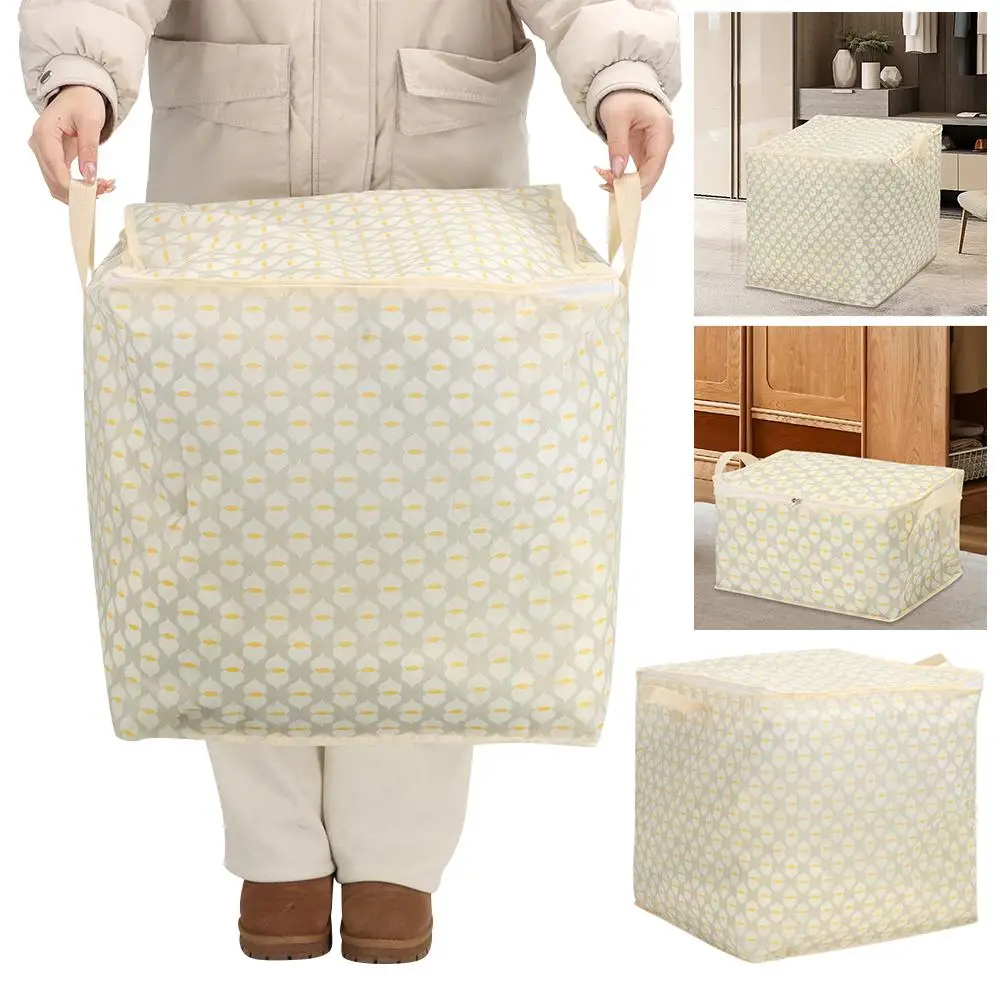 with Handle Clothes Storage Bins Foldable Large Capacity Quilt Storage Bag Dust-Proof Clothes Organizer Closet Storage Box
