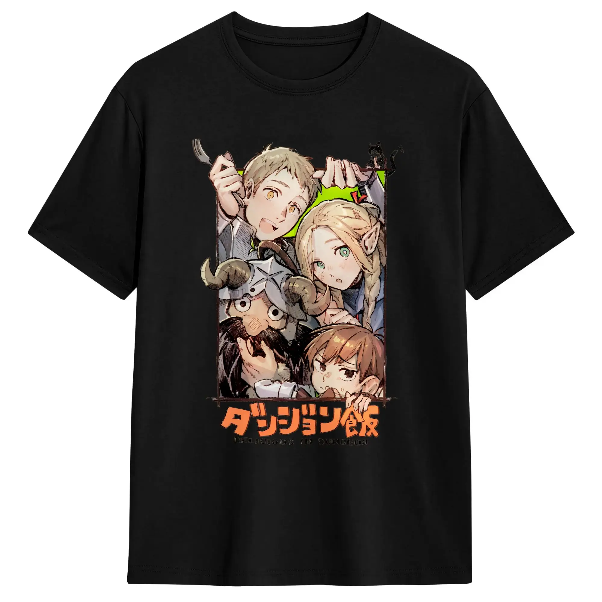 Vintage Meshi T-Shirt Round Collar 100% Cotton T Shirt Delicious In Dungeon Short Sleeve Tees Birthday Present Clothing