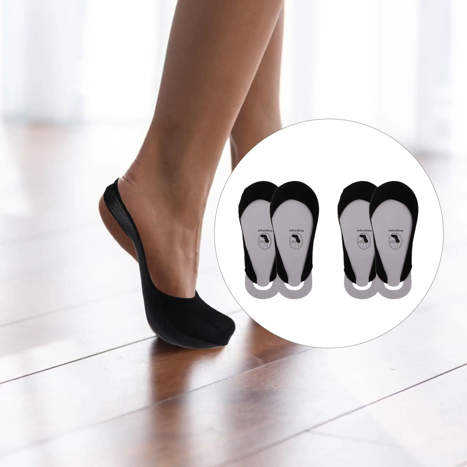 

5 пар женских невидимых носков-невидимок, летние, низкие, хлопковые, с неглубоким вырезом, противоскользящие, на полуподошве, удобные, дышащие