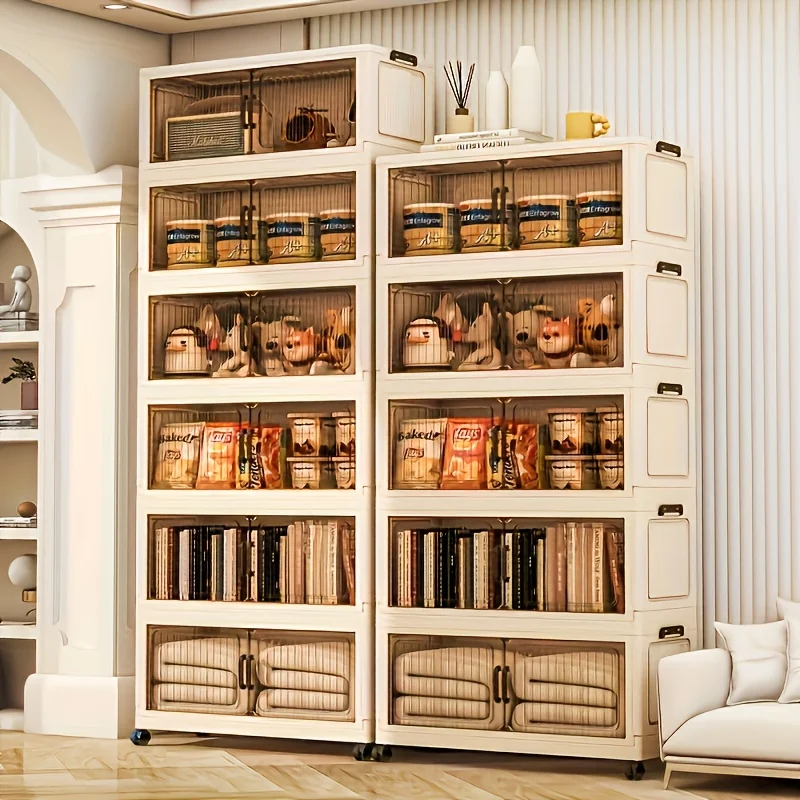 خزانة قابلة للطي مكونة من 5 طبقات، وصناديق بلاستيكية، ومنظم خزانة ملابس محمول، وأدراج قابلة للتكديس. لغرفة النوم، غرفة المعيشة، المكتب