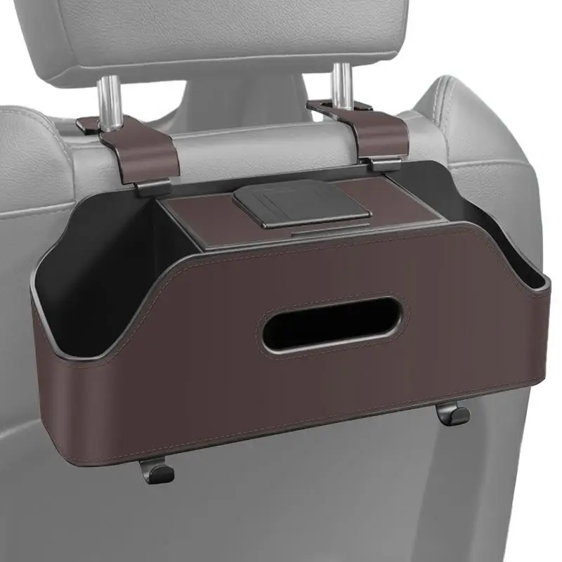 

Back Of Seat Car Organizer Car Seat Storage Box With Headrest Hooks Tissue Box 2 Cup Holders Headrest Back Seat Storage Car