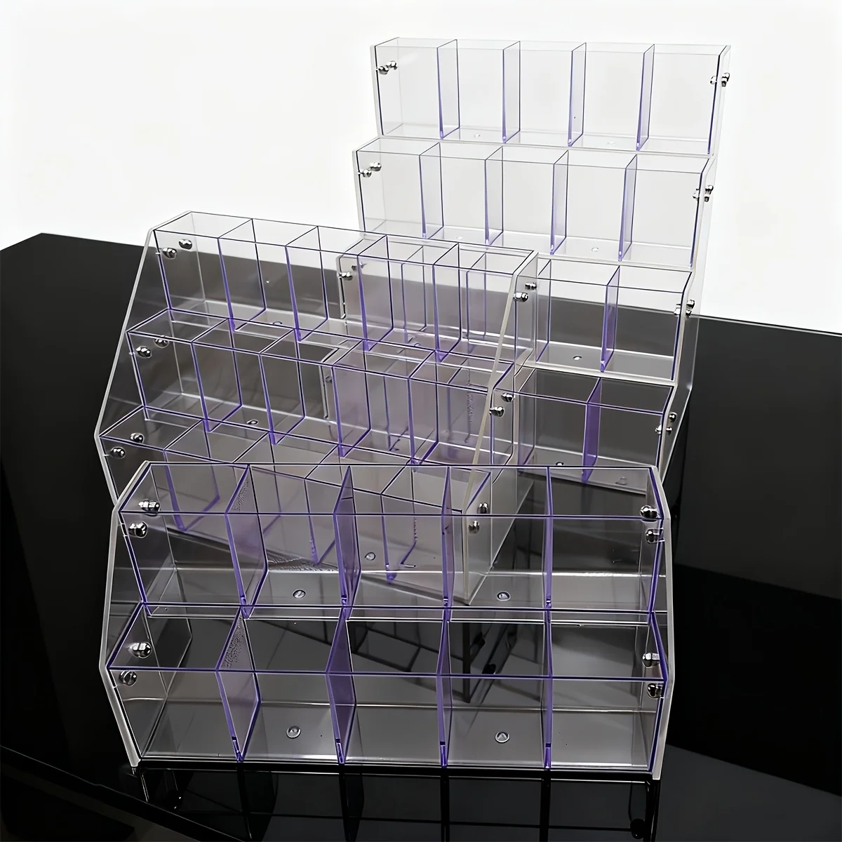 4-Tier Clear Acrylic Display Stand Organizer for Makeup Pencils Eyebrow Pens Office Supplies Storage Rack Countertop Showcase