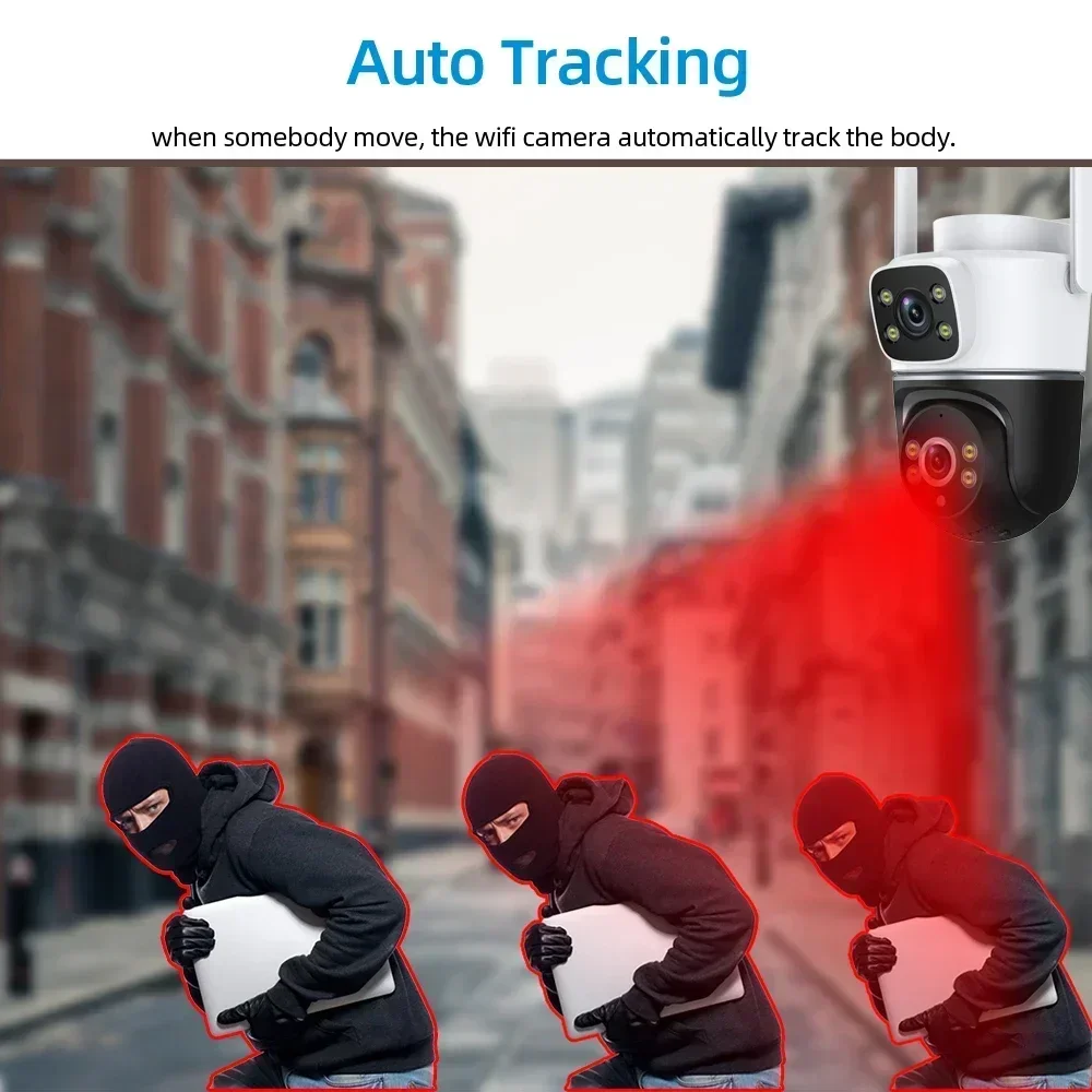 4K 4G Sim Card PTZ IP Camera Outdoor Dual Lens Wireless CCTV Security Surveillance Camera Auto Tracking 4G Cam Two Way Audio