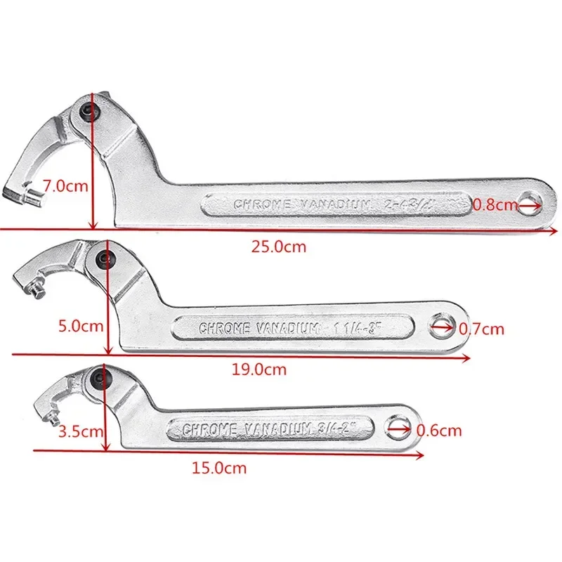 1pc 19-51mm 32-76mm 51-120mm Adjustable Hook C Type Wrench Spanner Tool Nuts Bolts Hand Tool With Scale