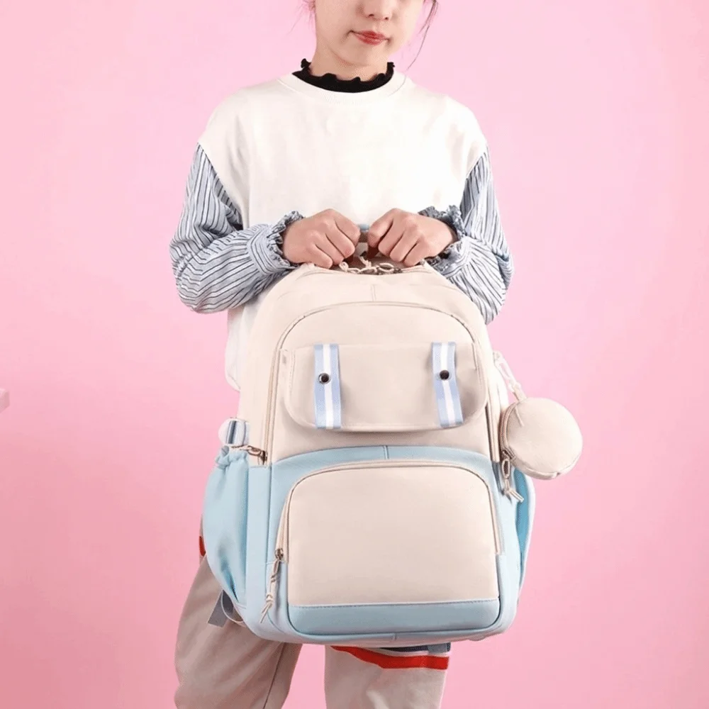 Cute Oxford cloth Student Backpack Korean Style Harajuku Student School Bag Large Capacity Multiple Pockets Shoulders Bag Unisex