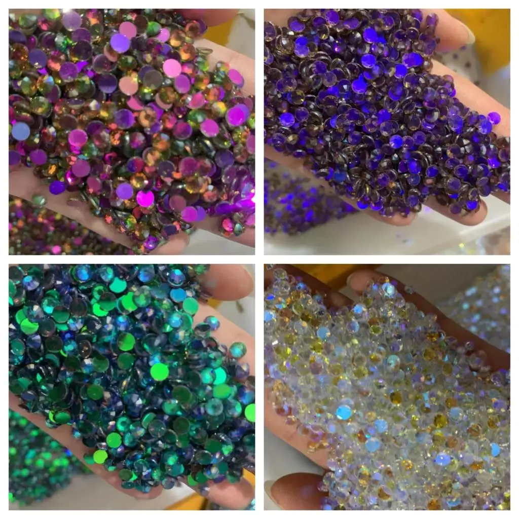 Aurora//Green Shine Fluorescent Luminous Mix SS6-SS30 Non Hotfix Neon Rhinestone Noctilucent Electric Nail Art Decorations