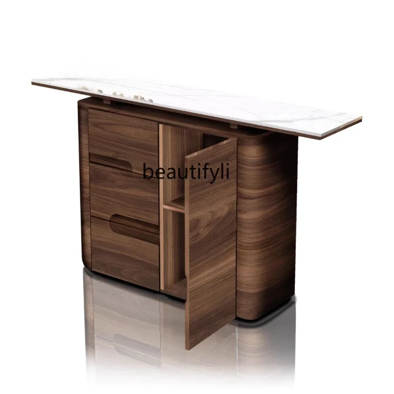 Chinese log wind into the house, door entrance, door cabinet, end view, rock slab table case, light luxury custom furniture
