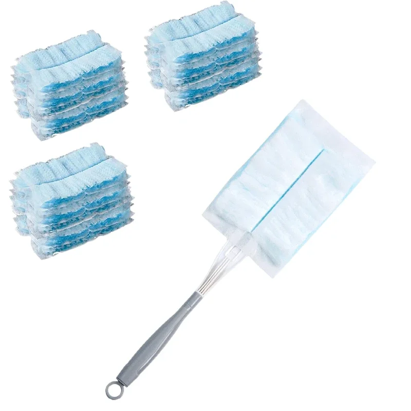 Espanador descartável com recargas de alça, compatível para Swiffer, fácil de usar, azul, 30 pcs, 10pcs