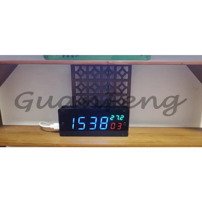 خدمة وقت NTP، مزامنة الوقت التلقائي، وحدة ساعة LED أنبوبية رقمية مقاس 0.8 بوصة، يعتم ذكي