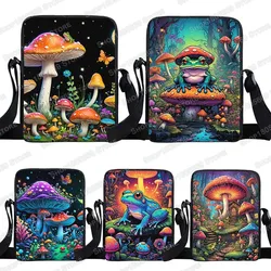 Forest Red Mushroom Print Crossbody Bag Butterfly Moon Frog Women Handbags Studenr School Bags Boys Girls Phone Holder Bookbag