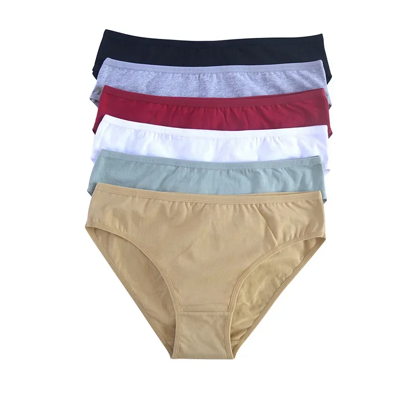 3pcs Women Panties Girl Sexy Underwear Solid Color Middle-Waisted Briefs Female Ventilation Soft Cotton Women's Underpants