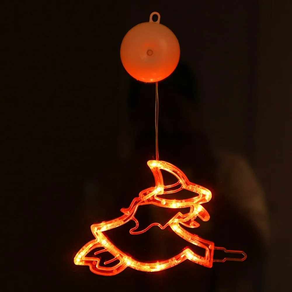 LED Powered Halloween Suction Cup Light Glowing Effect Orange Color Pumpkin Decoration Light Hanging Design Suction Cup Mount