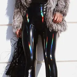 Mirror Surface Faux Leather Pencil Pants Women Solid Color High Waist Sexy Tight Leather Pants Shiny Glossy Nightclub Pants