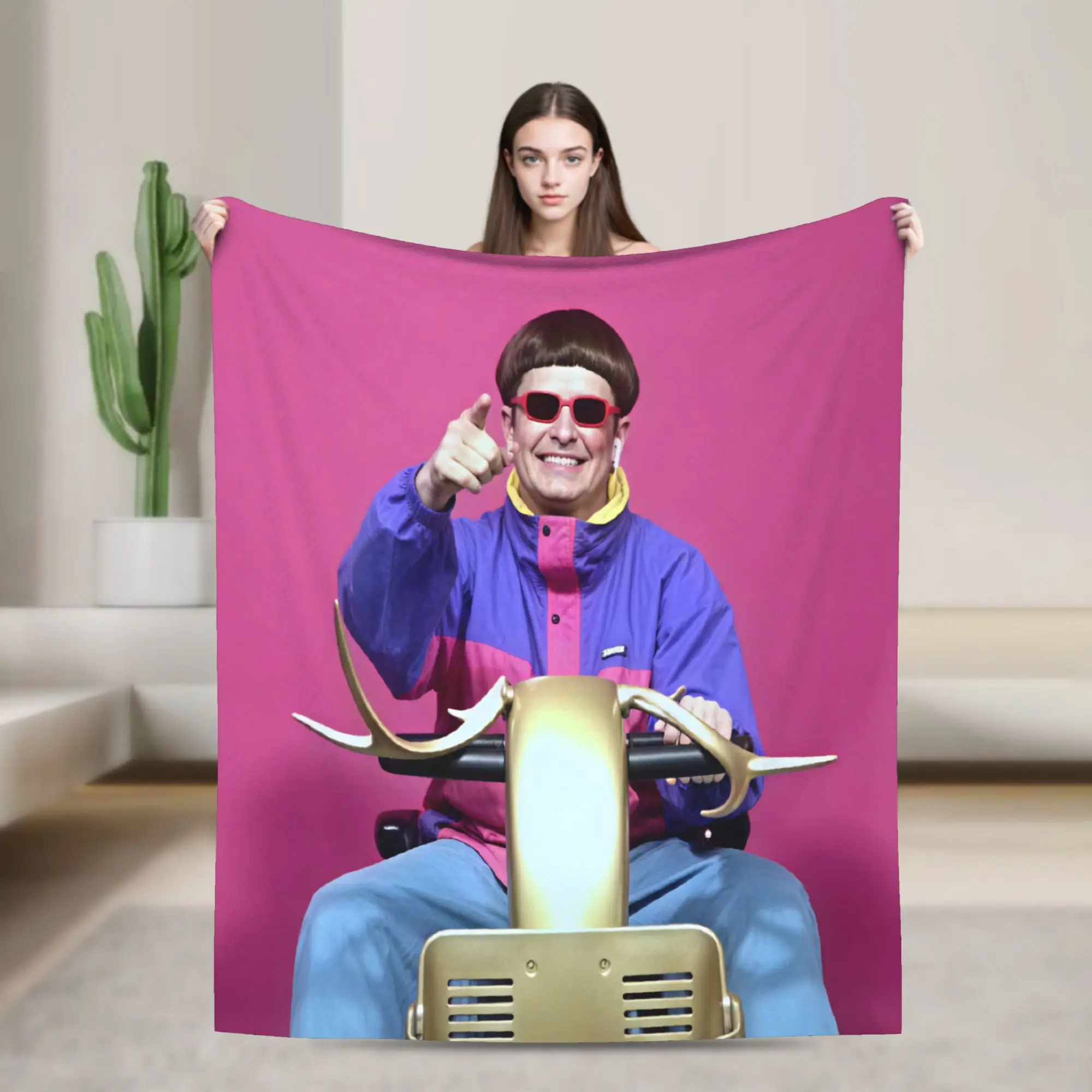 Oliver Tree Golden Scooter Pointing Flannel Blanket Warm Bedding Throws for Home Decor Decorative Bedspread Sofa Bed Cover