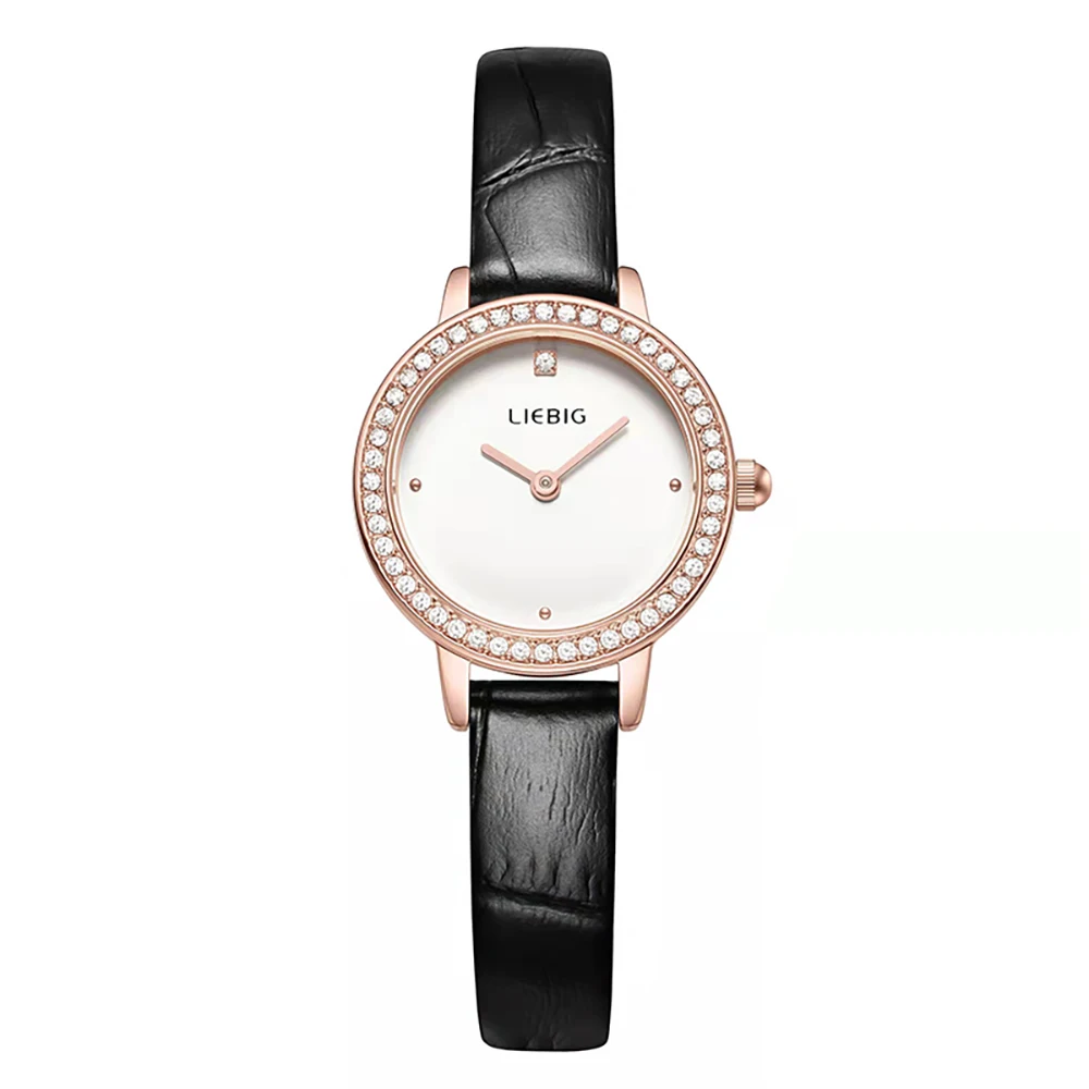 LIEBIG シンプルなファッションレザーストラップスポーツウォッチ女性シンプルなファッション腕時計レディース高級時計クォーツムーブメント腕時計