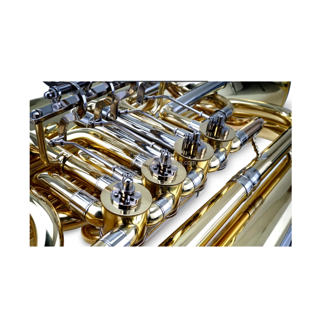 Professional Bb Key 4 Rotary Lacquer Tuba 4/4 Size Gold Lacquer Finish Brass Body Wind Instrument For JYTU0757 Case