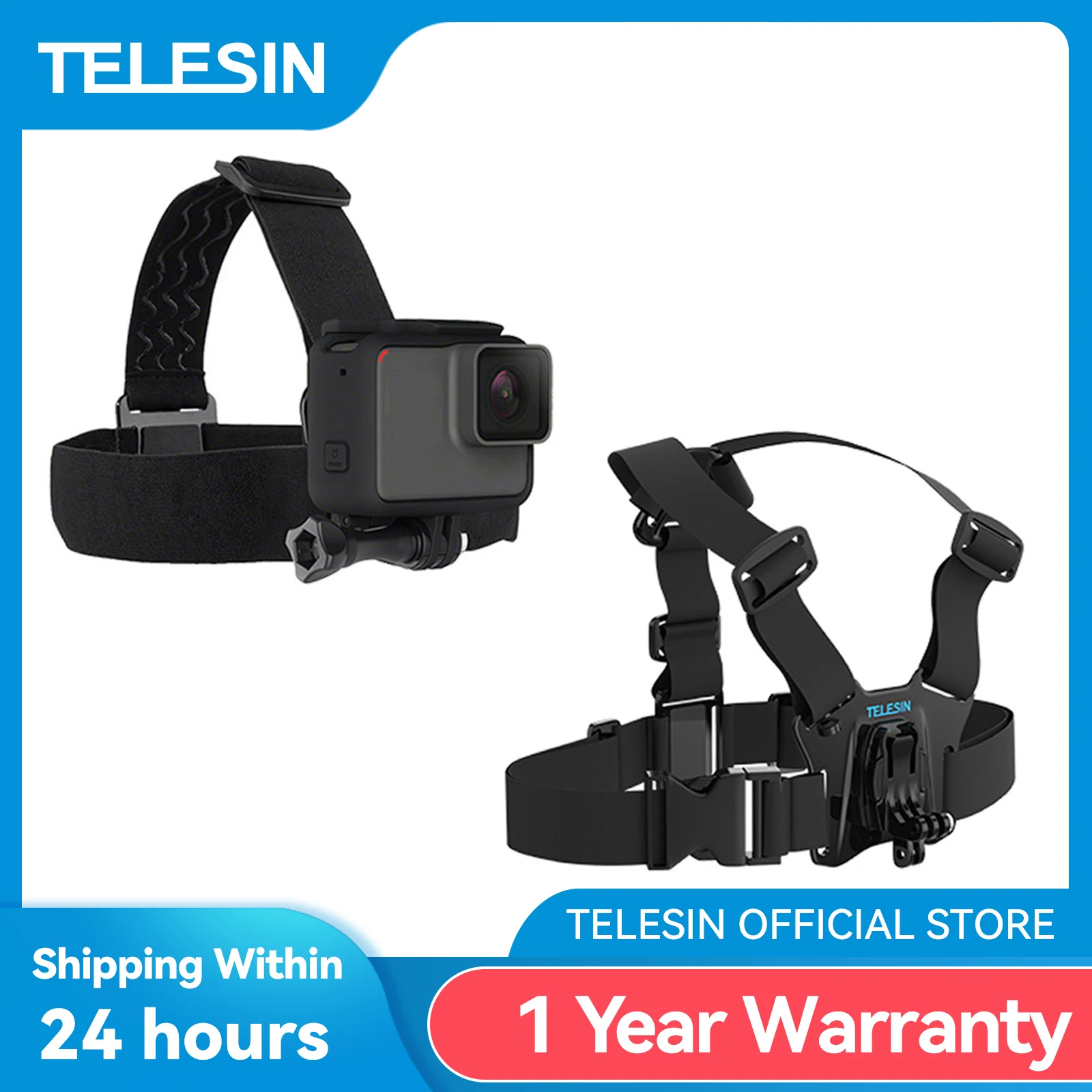 TELESIN Chest Mount Belt Head Strap for GoPro Hero 13 12 11 10 9 8 7 6 5 Insta360 SJCAM EKEN DJI Action Camera Accessories