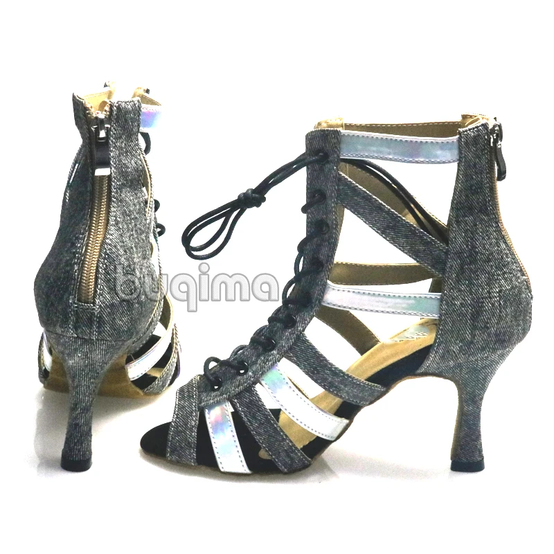 Zapatos de baile de tacón alto para mujer, calzado latino de tono de piel oscura, suela suave para interiores, profesional, gran oferta, Comercio Exterior