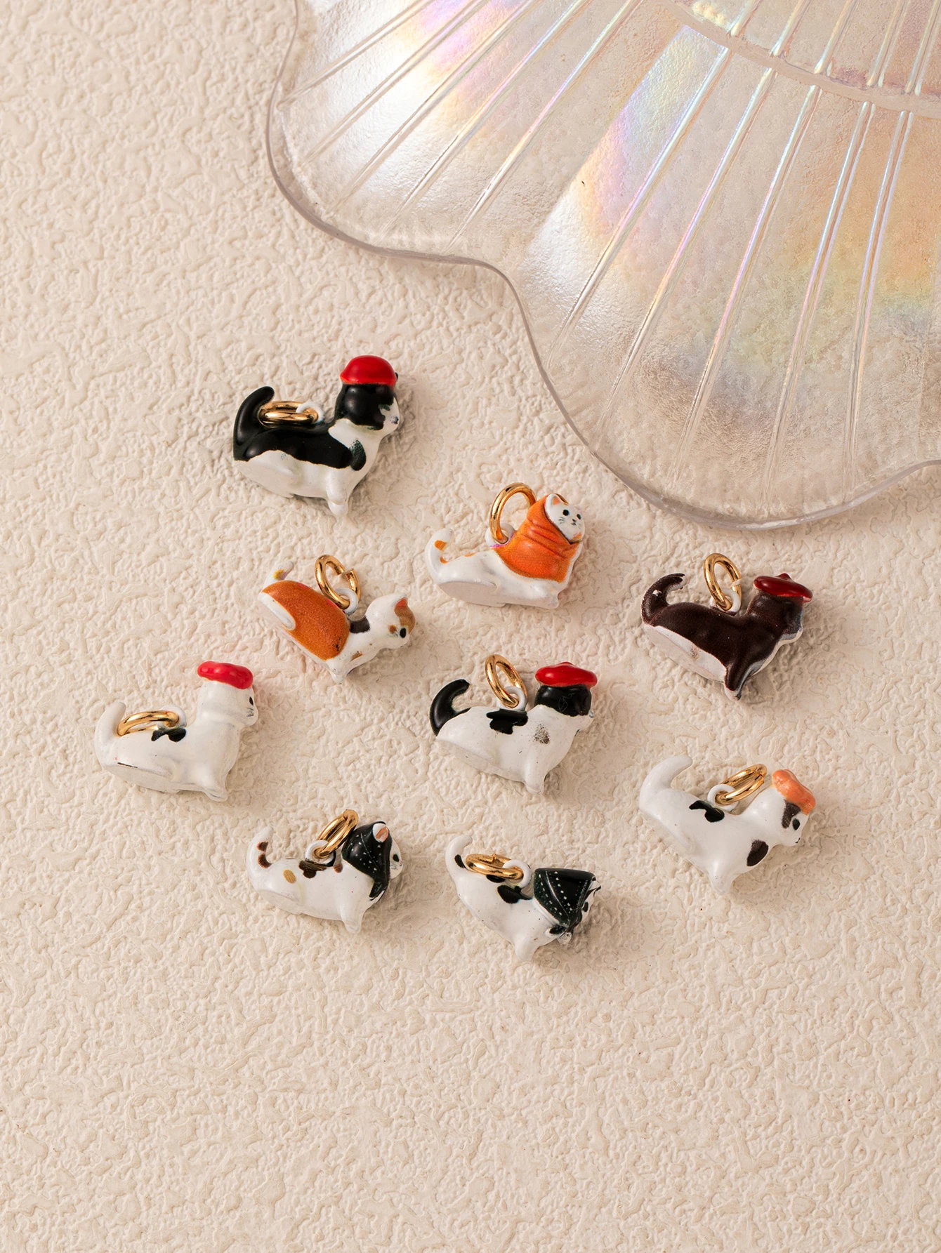 Neue Niedliche Katzen-Serie Anhänger DIY Tropföl-Malerei Kupferbeschichtung 14K Gold Farberhaltend – Detail 3