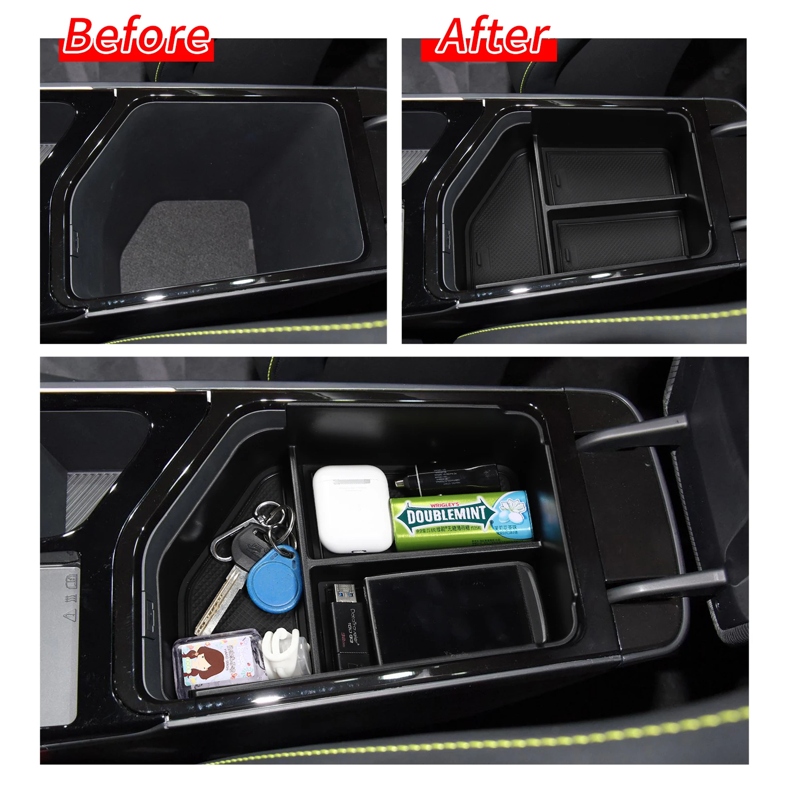 Smabee Left Drive  for Kia EV6 2022-2026 Car Central Armrest Storage Box Center Tray Organizer Interior Accessories Black