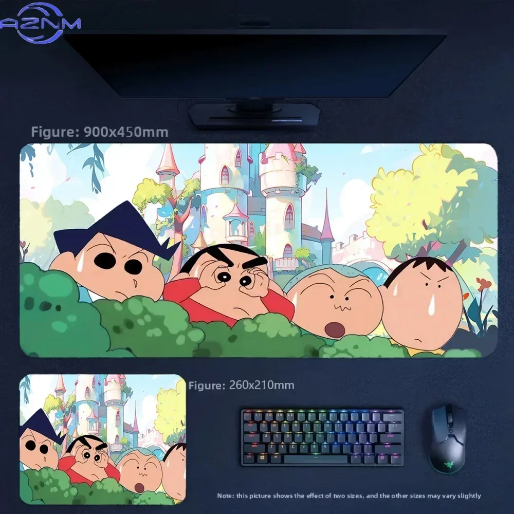 Crayon Shin‑chan Friends Fairy Tale Castle Anime Mousepad, Rubber Non‑Slip Large Desk Mat, Cute Cartoon Gaming Mouse Pad for Key