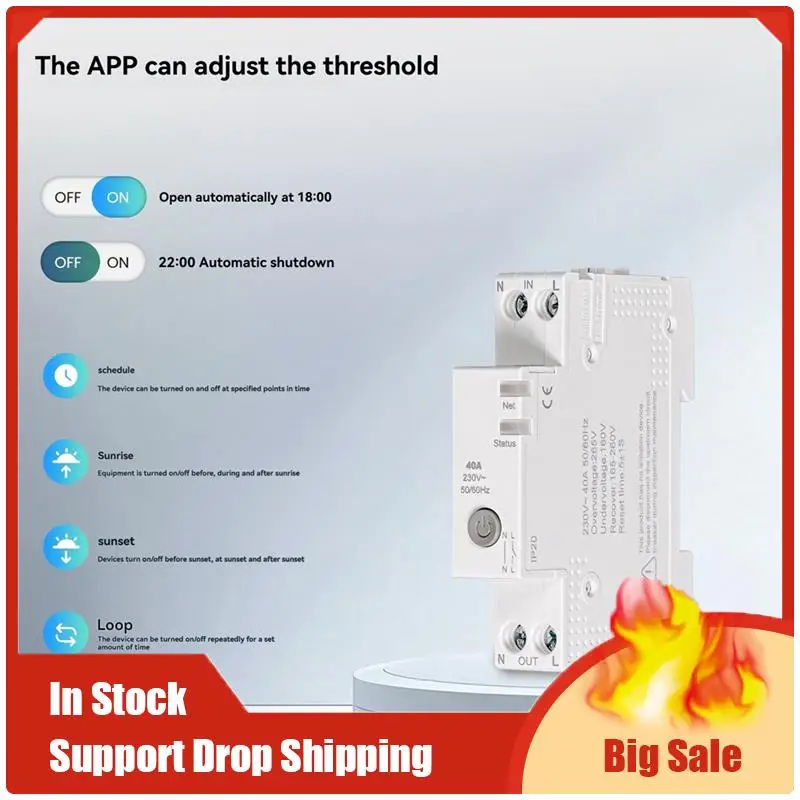 Migliori Offerte Tuya Wifi Smart Circuit Breaker 40A Monitor di Elettricità V0 Ritardante Ignifugo APP di Controllo Compatibile Withalexa