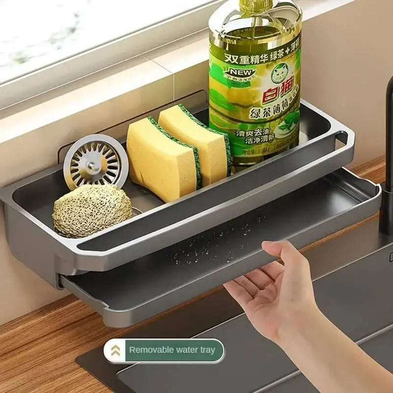

Drain Rack Sink Organizer Self-Draining Shelf Sponge Holder Dishcloth Faucet Storage Soap Drainer Kitchen Accessories