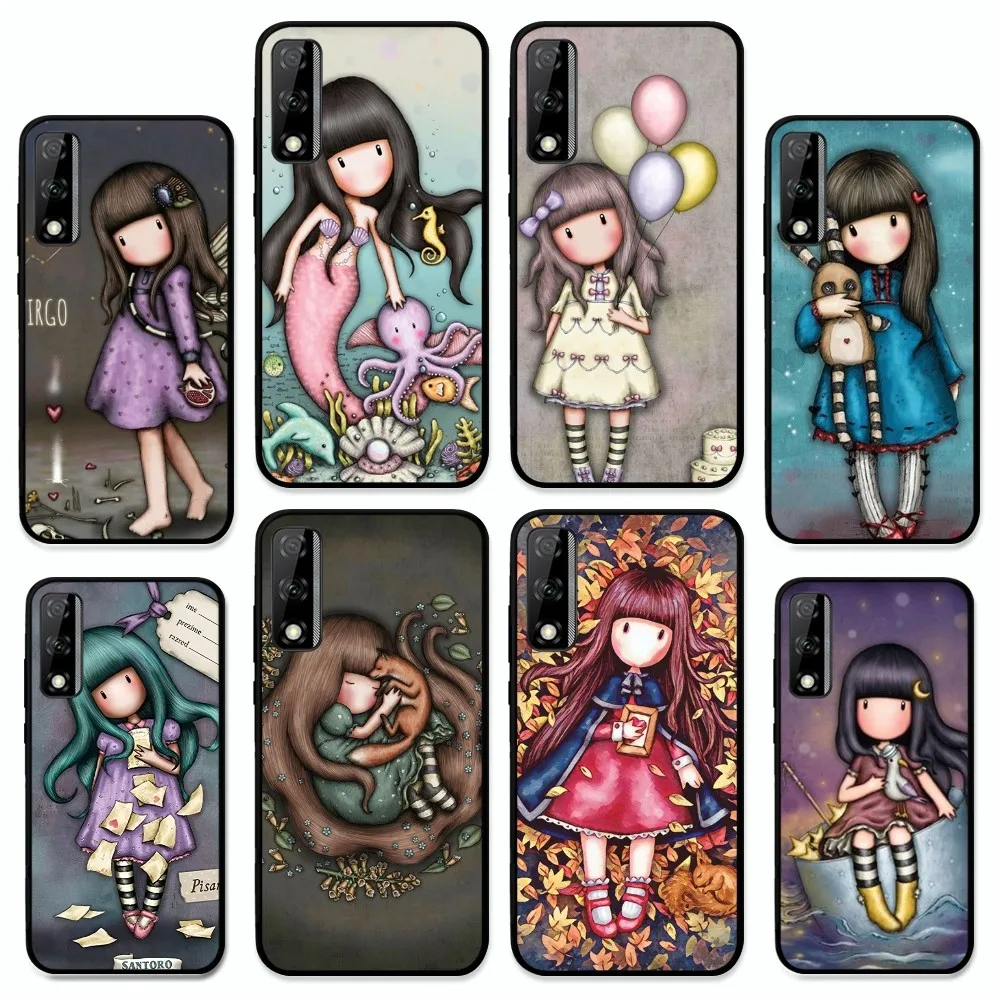 S-Santoro Cute Girl G-Gorjuss Phone Case For Huawei Y9 6 7 5 Prime Enjoy 7s 7 8 Plus 7a 9e 9plus 8E Lite Psmart Shell