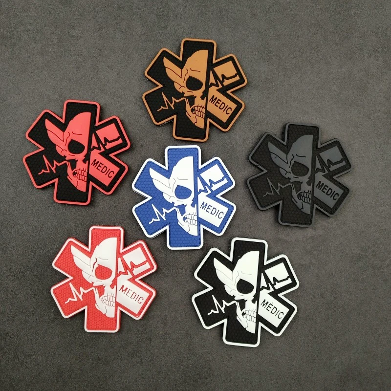 MEDIC 3D PVC Skeleton Luminous Patches Tactical Military Medical Soldiers Badges PARAMEDIC For Bag Clothing Decorative