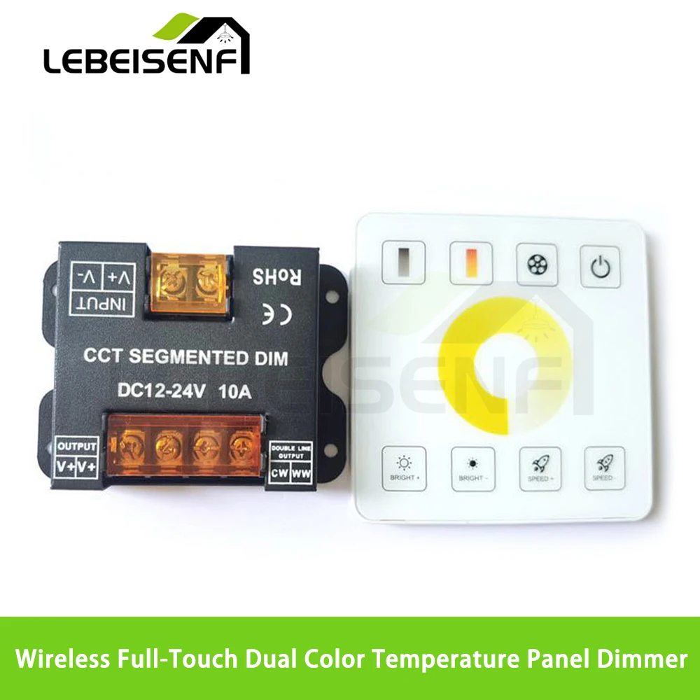 RF Wireless 86 Panel Switch Dual-Color Dimming Controller 10A Temperature Touch Dimmer 5-24V for Smart Home Automation