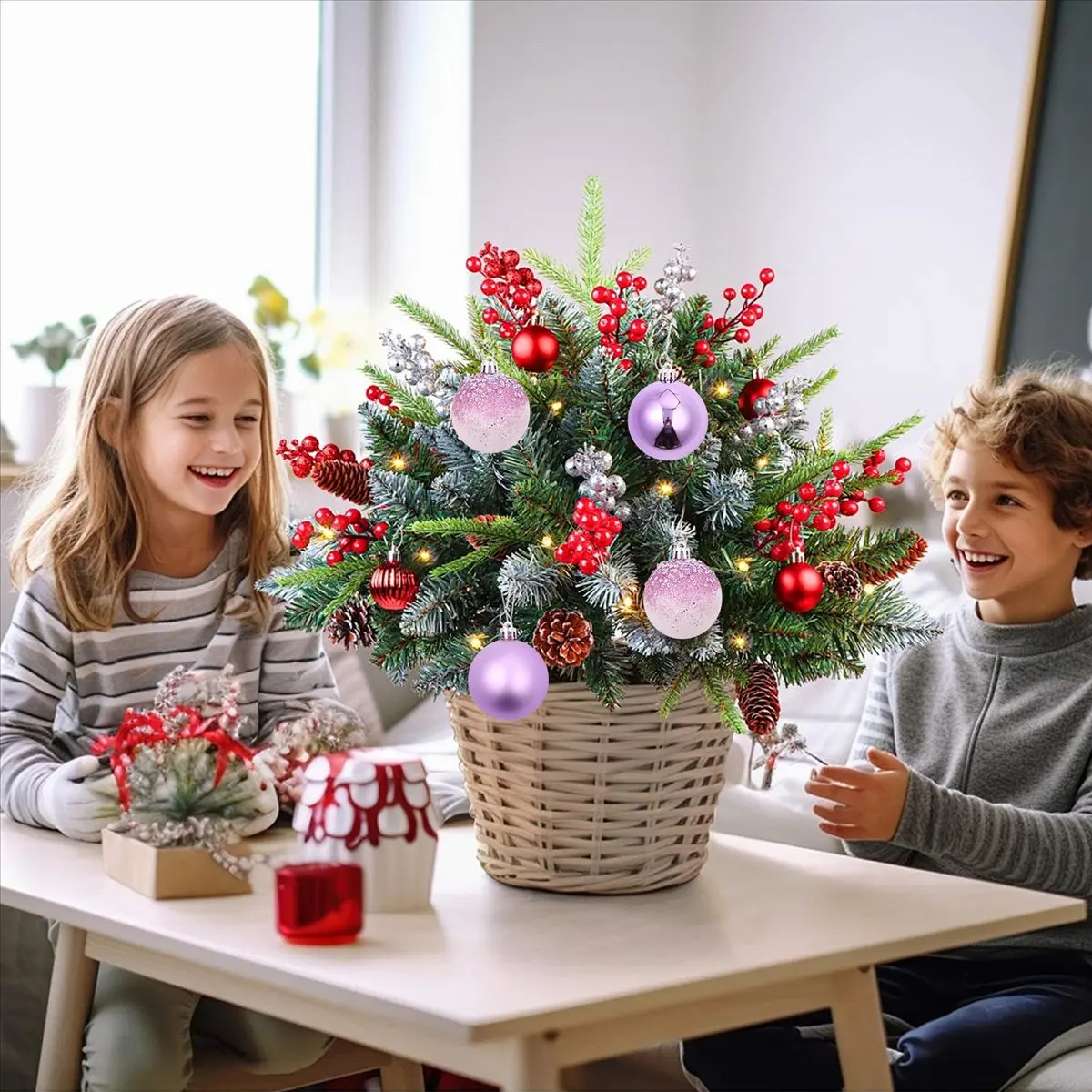 [N84R] 9 PCS Christmas Ball Ornaments xmas Tree Decorations Hanging Balls for Home New Year Party Decor - 2.36inch,
