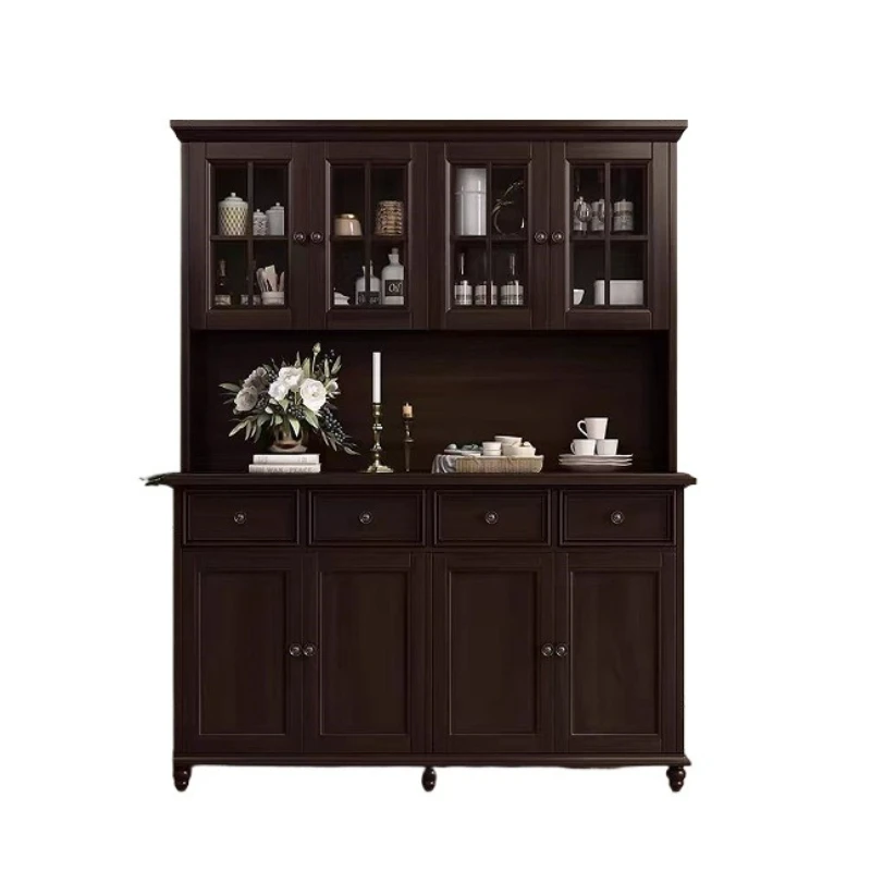 Rural solid wood living room simple retro floor cabinet double door dining side cabinet