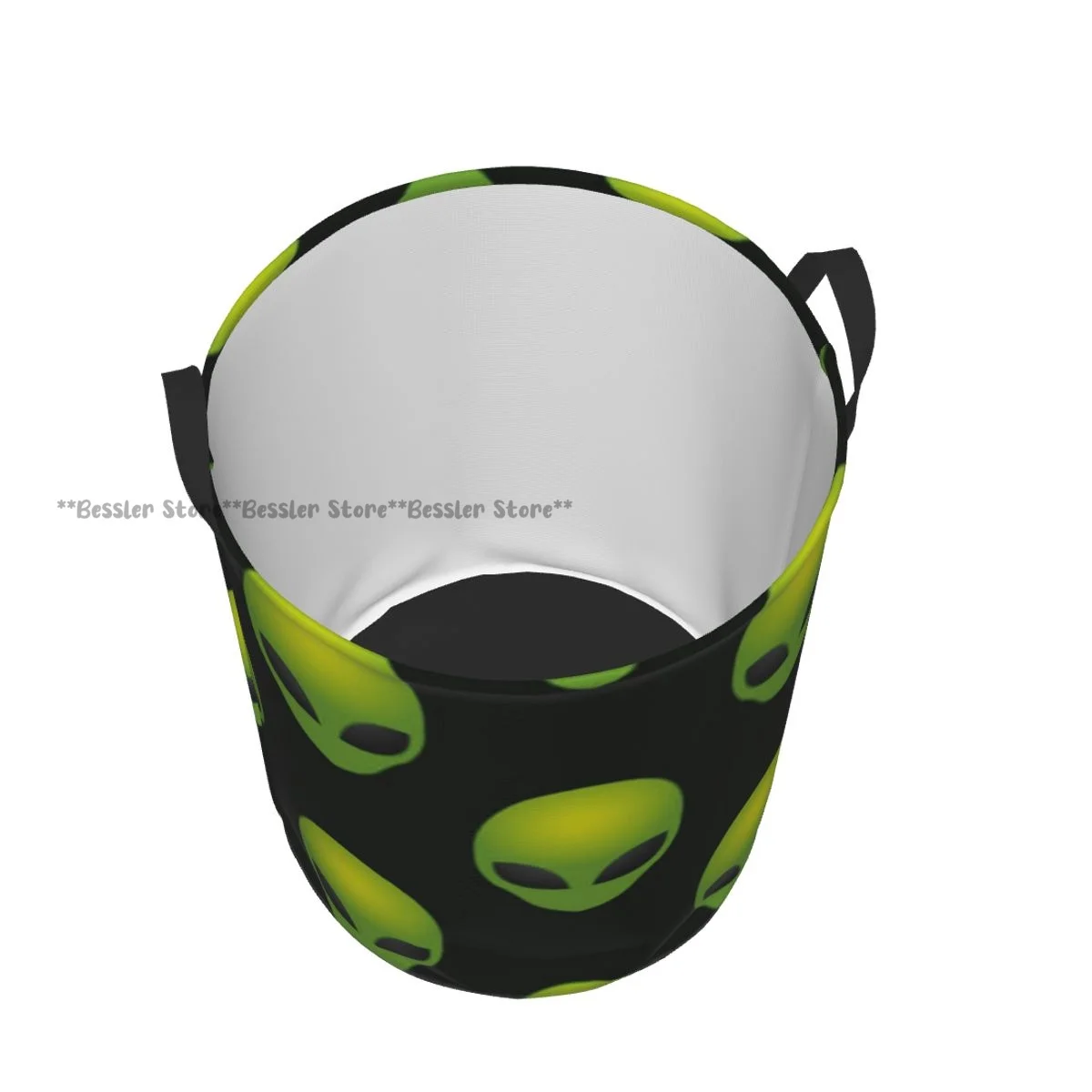 Laundry Basket Alien Heads Round Storage Bin Collapsible Hamper Clothes Bucket Organizer