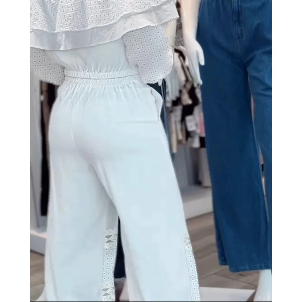 2 Pices Set Outfits Women Off Shoulder Long Sleeve Top and Wide Leg Pants Set Elegant Two Pieces Sets y2k Outfits