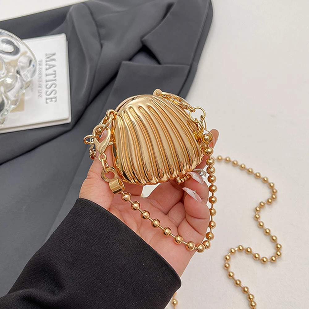 

Metallic Mini Shell Shoulder Bag Cute Clip Evening Bags for Women NEW Funny Purses for Girls Handbags Wedding Party Clutch Chic