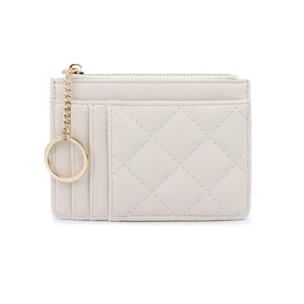 

Portable Short Hangging Card Bag Multifunction Colorful Pocket Purse PU Leather with Keychain Card Holder Male/Famale