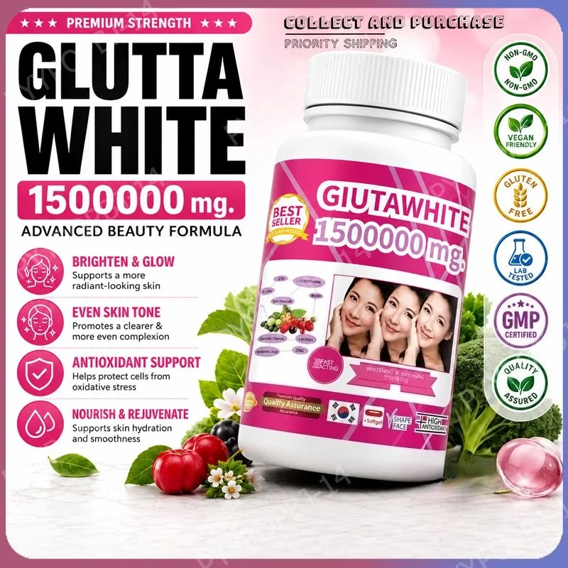 Glutathione 500mg Softgels Antioxidant Support with Vitamin C for Healthy Skin 60 Softgels per Bottle