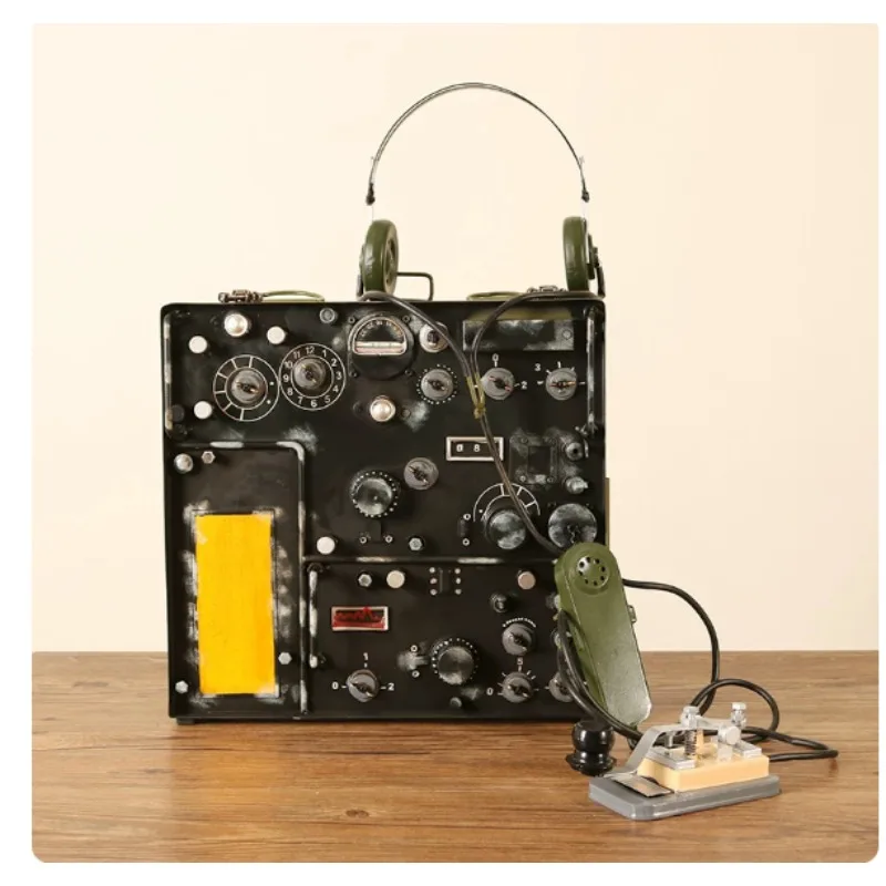 Retro Antique Wireless Radio Telegraph Transmitter Model Prop for Window Display Home Ornament