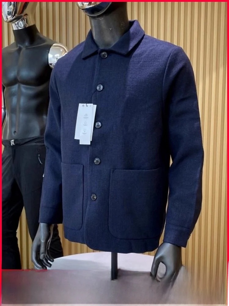 

Формальная текстура, однотонная мужская куртка Jaet, осенне-зимняя повседневная верхняя одежда для поездок на работу, ветрозащитная куртка-стойка, длинная све, без наполнения