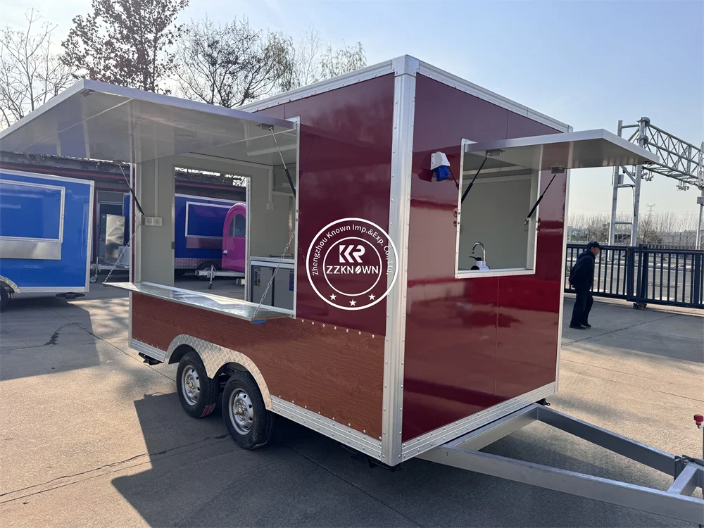 

Concession Food Truck Fully Equipped Hot Dog Cart Mobile Kitchen Street Restaurant Fast Food Trailer