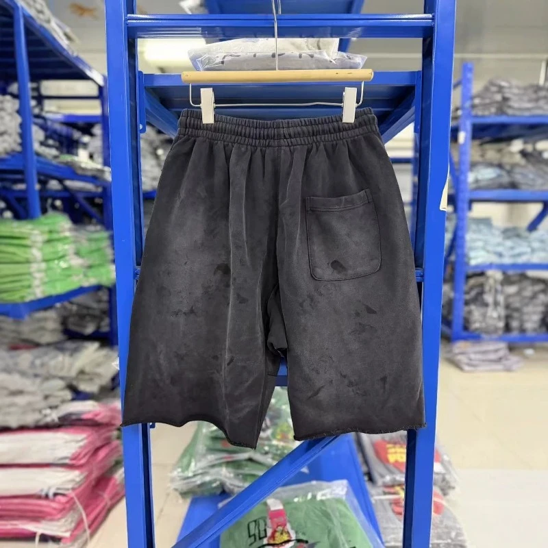 2026SS SAINT Unisex Washed Vintage Letter Print Oversized Casual Sports Shorts Men Women Fashion Pants