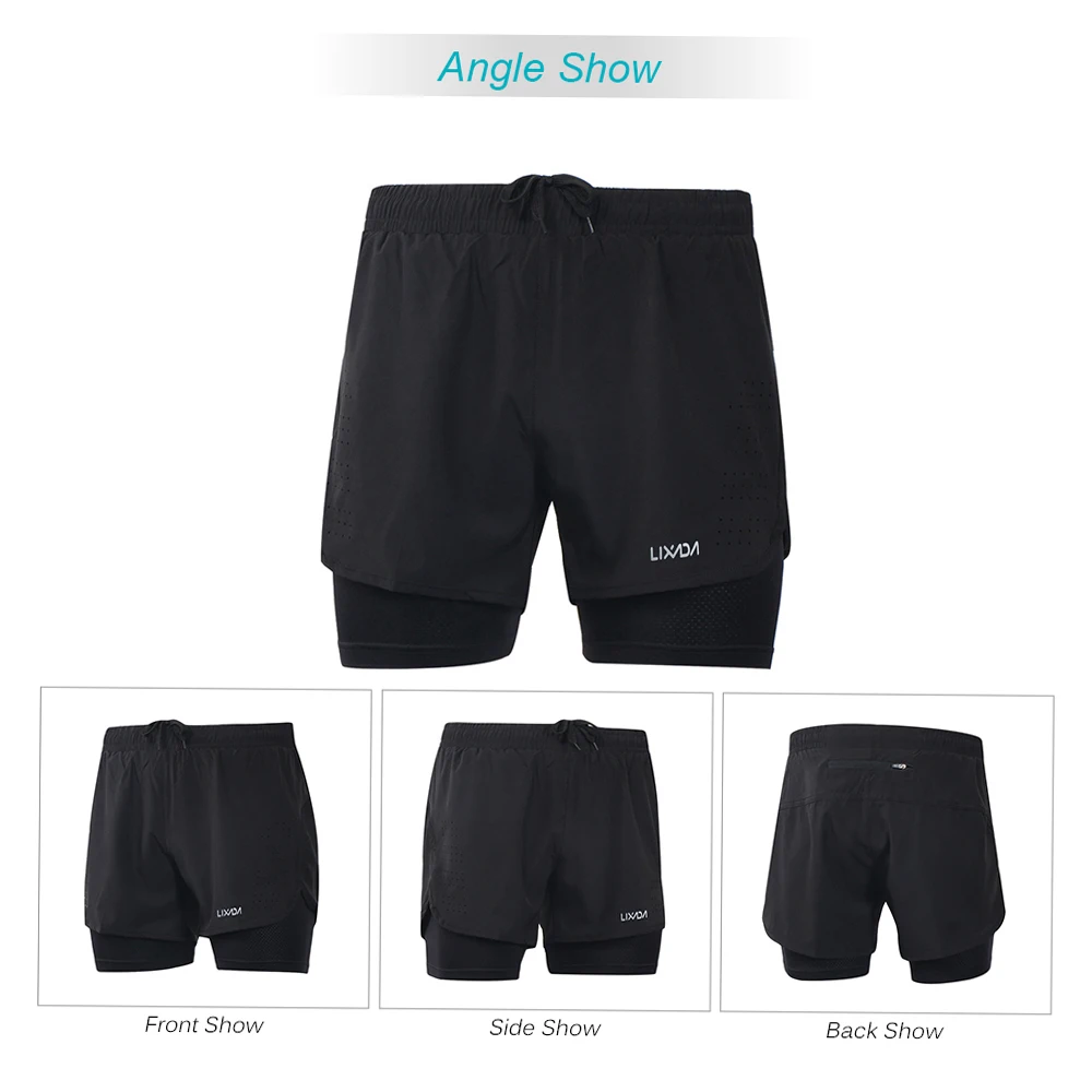 Pantalones cortos para correr 2 en 1 para hombre, pantalones cortos transpirables de secado rápido para entrenamiento activo, pantalones cortos para correr con forro más largo